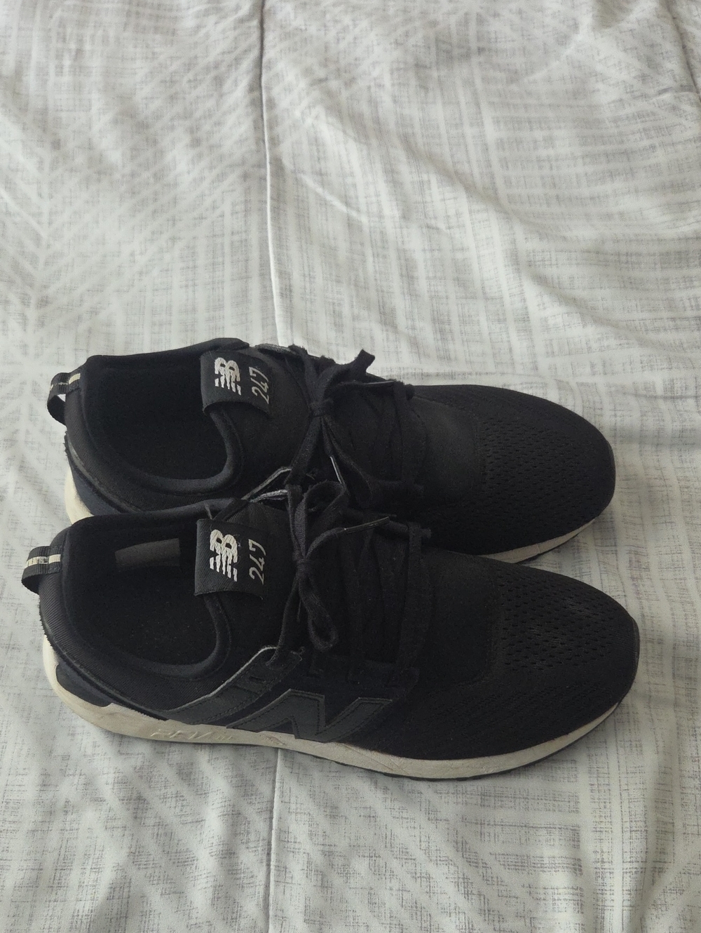 New Balance Women’s Black and White 247 Sporty Knit Sneakers